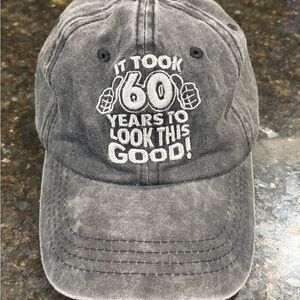 Gray Washed Cap with Embroidered Design